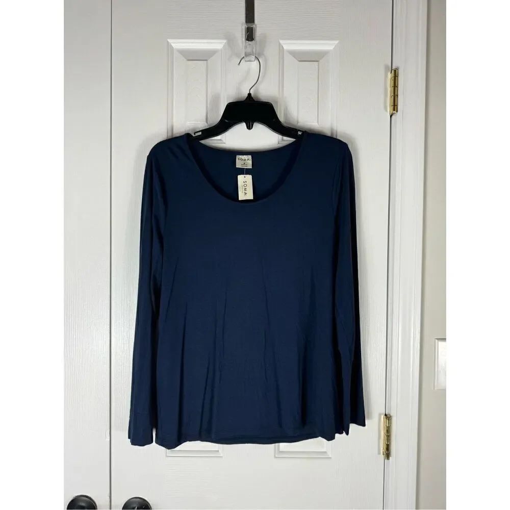 NWT Soma Womens Navy Blouse Size Small